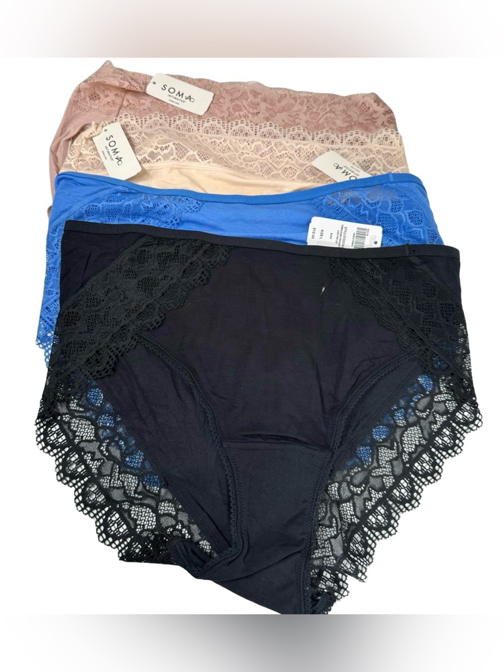 Soma Set of 4 Embraceable Enchanting Lace High Leg Brief Panties Size Large NWT